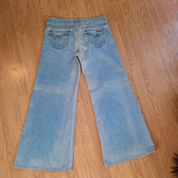 Light Blue Women's Flare Jeans - Picture 4 of 10
